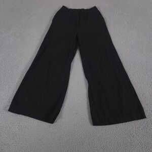 Max Studio London Pants Women S Black Wide-Leg Linen Blend Elastic Waist Casual